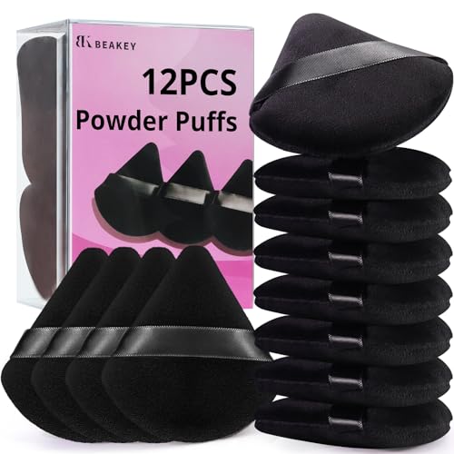BEAKEY Triangle Powder Puff 12-Pack | Velvet Makeup Sponges