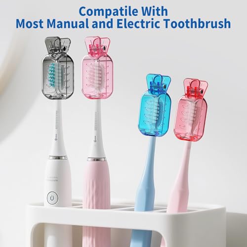 Frekare Transparent Clip-On Toothbrush Covers for Travel & Household