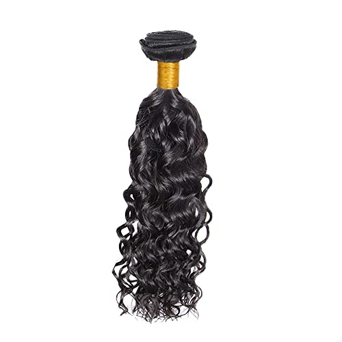 22 Inch Water Wave Human Hair Bundles - Brazilian Virgin Hair Extensions #1B Natural Black, Double Weft, Unprocessed, 50g