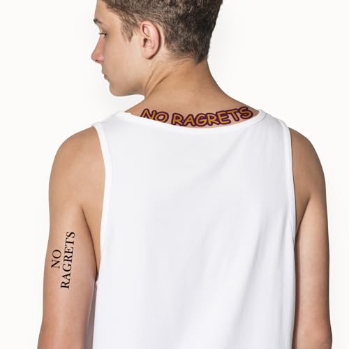 No Ragrets Temporary Tattoos - 6 Sheets Funny Fake Tattoos