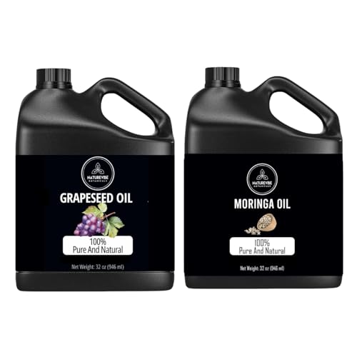 Naturevibe Botanicals Grapeseed Oil 32oz and Moringa Seed Oil 32oz | Oil Combo