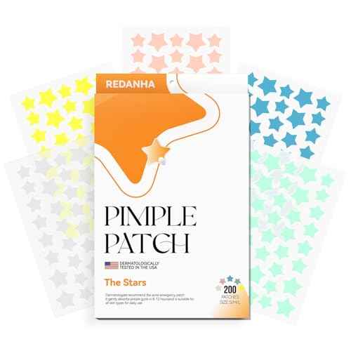 200 Count Star Pimple Patches for Face, Hydrocolloid Acne Pimple Patches with Tea Tree Oil for Party Gift Covering Zits Blemishes