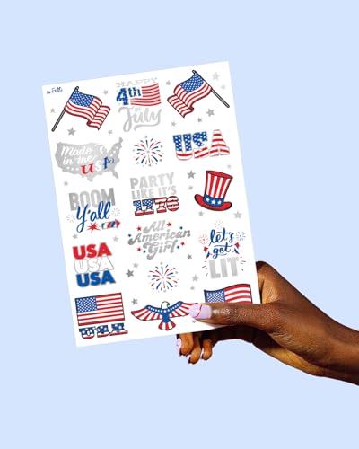 4th of July Temporary Tattoos - 30 Styles, Patriotic Party Decor