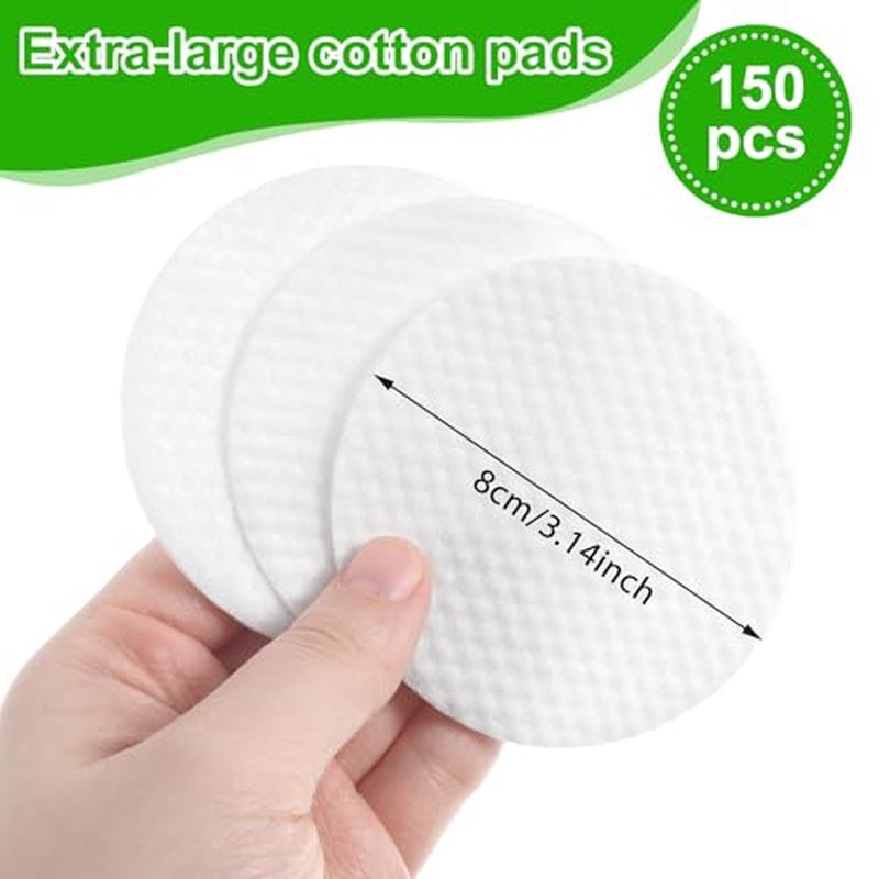 150 Extra Large Lint-Free Cotton Rounds 3.14" for Makeup & Cleansing