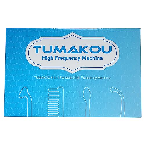 High Frequency Facial Wand - TUMAKOU Portable Handheld Blue High Frequency Facial Machine - 4 Different Blue Glass Tubes for Skin