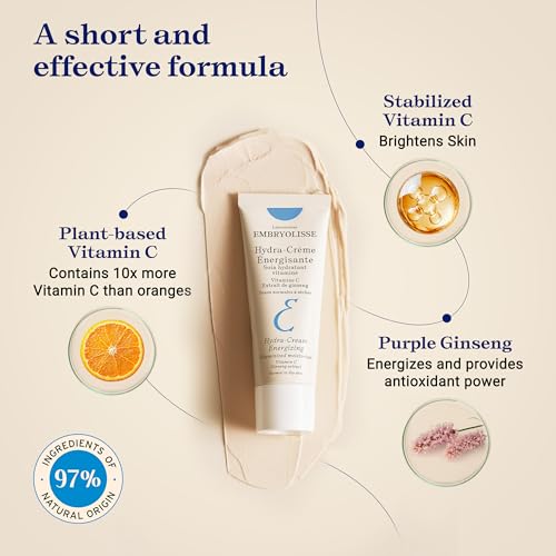 Embryolisse Vitamin C Energizing Face Moisturizer. Radiance-Boosting, Anti-Aging Daily Cream for Immediate and long-lasting hydration & Glow, 1.35 Fl Oz