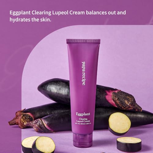 Papa Recipe Eggplant Clearing Lupeol Cream(3.38fl oz/100ml) - Soothing & Hydrating Face Moisturizer Cream for Dry Skin, Oil Water Balance Care, Sensitive, Acne-Prone Skin Friendly, Korean Face Cream