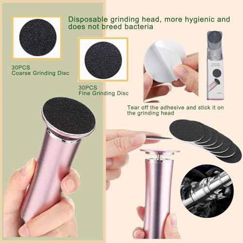 Darmave¢â Electric Foot Callus Remover, Smooth Pedicure Wand with 60 Sanding Pads, Foot Scrubber File, Pedicure Tools for Feet, Heel Scraper for Cracked Heels