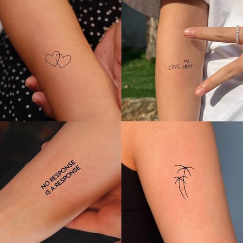 30 Sheets 400 Pcs Tiny Small Temporary Tattoos Stickers For Women Men Finger Hands, Realistic Black Long Lasting Waterproof Fake Temp Tattoo For Adult Body Finger Neck Decation Q722