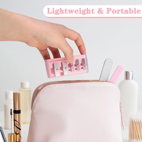 5-Hole Makeup Pencil Sharpener with Lid (2 Pack) for Eyeliner & Lip Liner