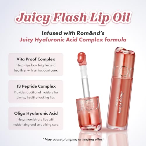 rom&nd Juicy Flash Lip Oil 05 Pear Beige - Hydrating Lip Gloss & Plumper