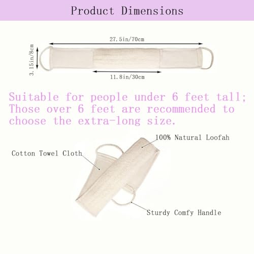 Natural Loofah Back Scrubber 27.5" with Cotton Handles