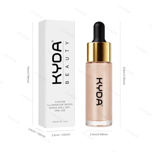 KYDA Liquid Highlighter Drops, Multiuse Liquid Glow Filter Makeup for Face & Body, Glowing Bronzer Drops with Skincare Formula, Radiant Glow Liquid Highlighter Makeup, Champange