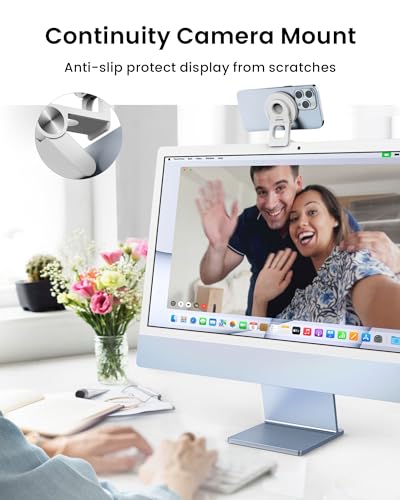 SODI Continuity Camera Mount for Desktop Monitor - iMac Compatible iPhone Camera Mount with Mag-Safe, Angle Tilt Magnetic Phone Stand for iOS 16 iPhone 15 14 13 12, Mac Display with OS Ventura
