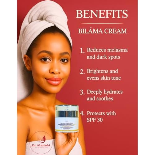 FACE CREAM BIL?MA Brightening & Hydrating Treatment Cream ? Melasma & Dark Spot Corrector with Azelaic Acid, Niacinamide & Glutathione ? SPF 30 ? 50 ml / 1.67 fl oz