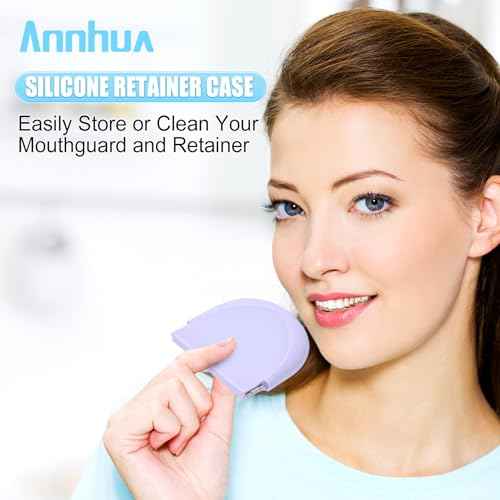 Annhua Silicone Retainer Case Partial Denture Case, Cute Mouth Guard Case Night Guard Case with Vent Holes, Slim Aligner Case Retainer Holder Case - Orange