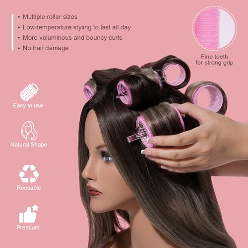 Hair Rollers 38-Piece Kit, 4 Sizes with Clips & Comb