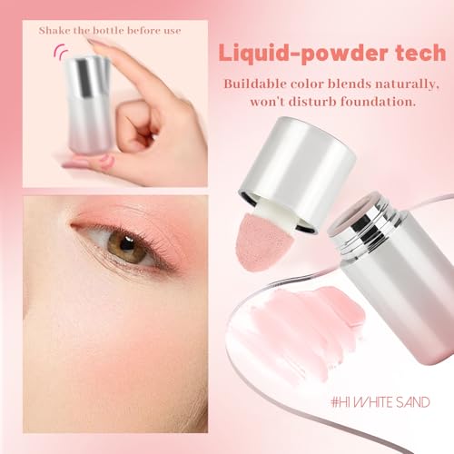 Blush Liquid Makeup Cream Stick, Blendable Cheek Weightless Watercolor Sheer Finish, Soft Peach Face Tint for Mature Skin, Easy Application Beauty Essential (H1 White Sand)