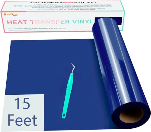 HTVRONT Heat Transfer Vinyl Blue HTV Vinyl Rolls - 12" x 15ft Blue Iron on Vinyl for Cricut & Silhouette Cameo, Royal Blue HTV Vinyl for Shirts - Easy to Cut & Weed for Heat Vinyl Design (Royal Blue)