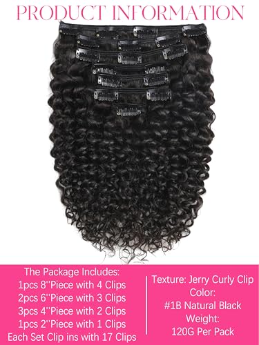 Lacer Clip-In Human Hair Extensions 20" Jerry Curly 1B
