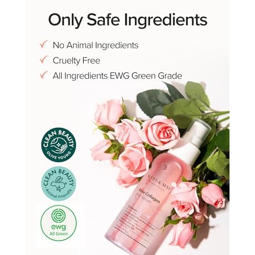 Mary&May Rose Collagen Mist Serum - Double Layer Essence Face Spray - Instant Hydration, Radiance, Anti-Aging and Glowing Skin with Damask Rose Water and Plant-Based Oils, 3.38 fl.oz.