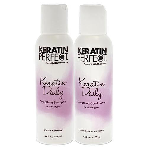 Keratin Perfect - Daily Travel Duo - Shampoo & Conditoner - Smooth glossy hair - Anti - Frizz - Prolongs treatment - All Hair Type - sulphate Paraben Free - 3.4 Oz