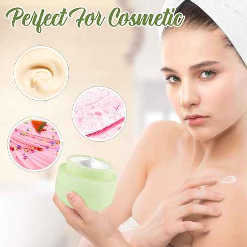 8 Pcs 8oz/250g Plastic Containers Empty Cosmetic Jars Wide Mouth Makeup Sample Storage Pot with Lid & Inner Liner for Lotion Cream Ointments Makeup Nails Paint Jewelry - Green