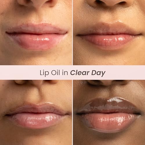 Burt's Bees Lip Oil Clear Day, Instant Hydration, Nourishes and Softens Lips, Tint Free, High Shine Finish, Responsibly Sourced Jojoba Oil, Non Sticky, Wand Applicator, 0.15 Ounce