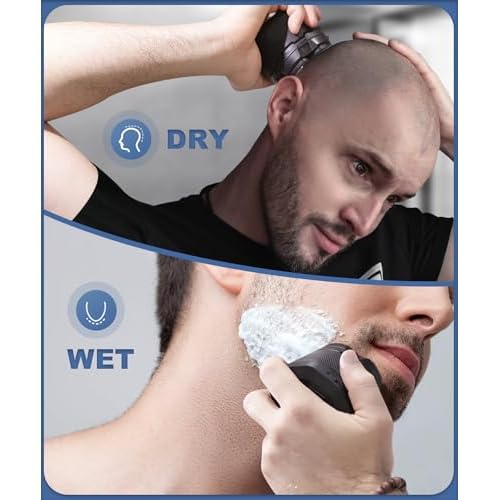 Head Shavers for Bald Men, 10000 RPM High-Speed 6D Magnetic Razor, IPX8 Waterproof Wet/Dry Shaving, Hypoallergenic Blades, LED Display & Storage Case, Deep Black
