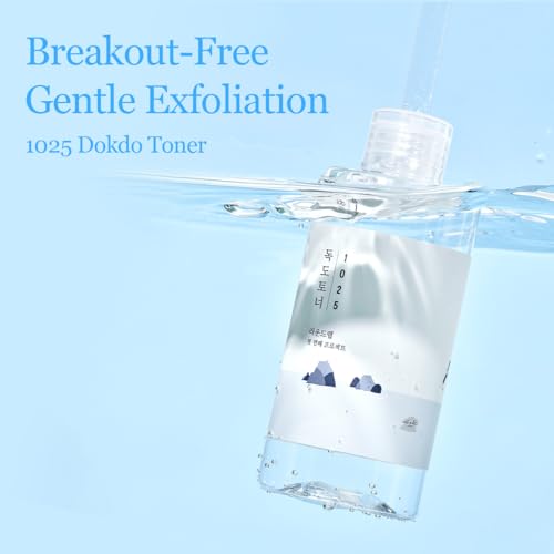 ROUND LAB 1025 Dokdo Toner 6.76 Fl Oz, Oil Control and Reduces Excess Sebum, Gentle Exfoliating Facial Toner, Deep Sea Water for Moisturization, Soft Finish Without Stickiness, Korean Skin Care