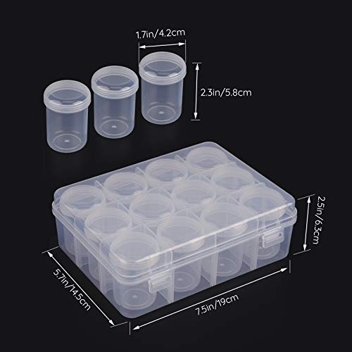 Segbeauty Clear Gem Organizer Box with 12 Compartment Jars