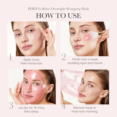 medicube Wrapping Mask PDRN Caffeine Overnight Peel Off Facial Mask | Firming, Depuffing & Hydration | Caffeine, Collagen For Refined, Glass Skin & Face Contour Support | Korean Skin Care, 2.53 fl.oz
