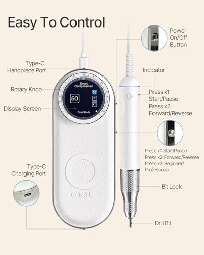 Electric Nail Drill Machine - 50,000 RPM E-File with LCD Display
