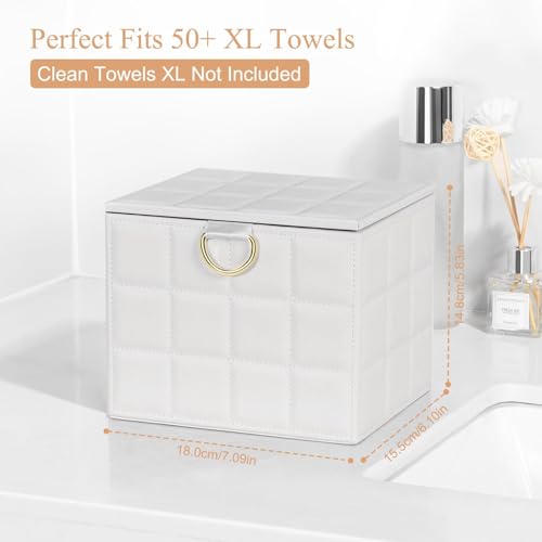 White Faux Leather Face Towel Holder Box XL