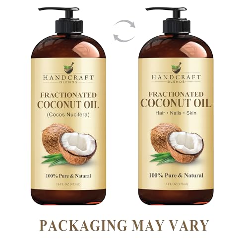 Handcraft Blends Fractionated Coconut Oil - 100% Pure & Natural Premium Grade Coconut Carrier Oil for Essential Oils, Massage Oil, Moisturizing Hair Oil & Body Oil - 16 fl. Oz