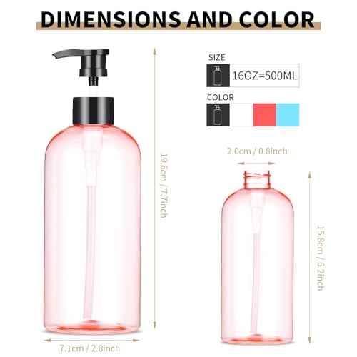 Bynccea Pump Bottle 16 oz/500 ml Empty Shampoo Pump Bottles Dispenser Portable Pump Plastic Bottles for Shampoo and Conditioner Liquid