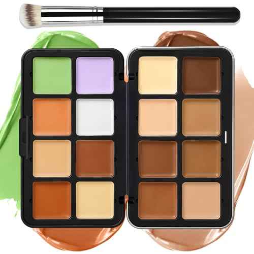 16 Colors Cream [Contour Concealer Foundation] Makeup Palette for Cheeks - All in One Makeup Palette Kit with Brush, Natural Matte Long Wearing, Waterproof Blendable Face Make Up Pallete (#06)