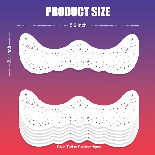 4th of July Freckles Glitter Stars Patriotic Face Tattoos (8 Sheets)