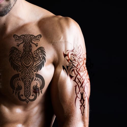 Tribal Temporary Tattoos for Men Women 12 Sheets Large Realistic