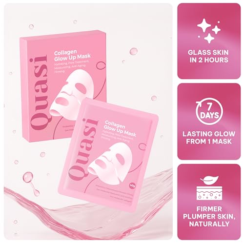 Quasi Bio-Collagen Face Mask Overnight ? Hydrating Korean Sheet Mask ? Niacinamide & Low Molecular Collagen ? Firming & Smoothing Skincare for All Skin Types ? 4 Masks