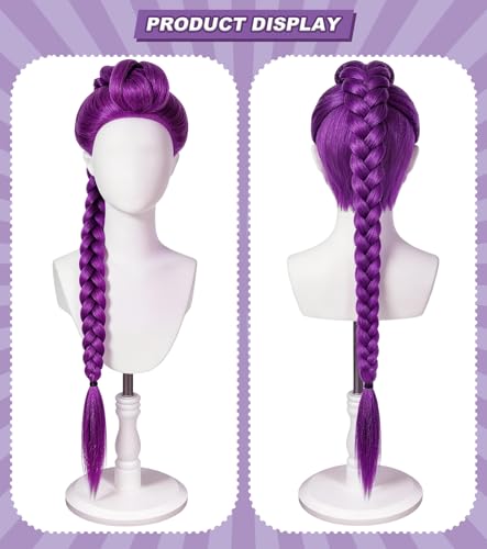 33.5" Purple Braided Wig for Kids with Adjustable Cap