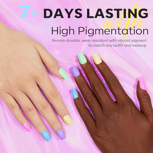 Modelones Pastel Macaron Nail Polish Set A07-Macaron, 6 Quick Dry Colors for Summer & Gift