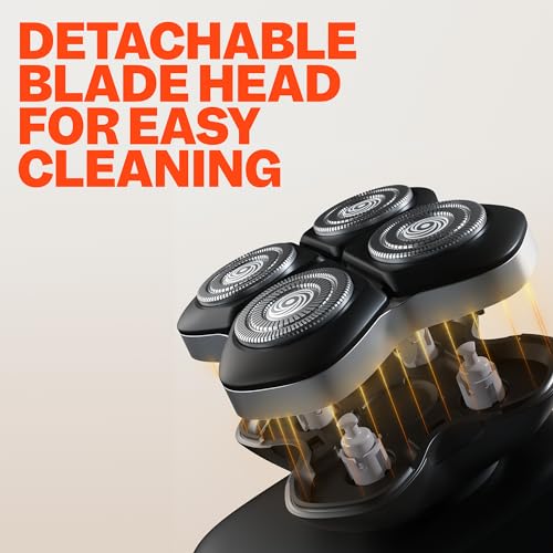 Freebird FlexSeries Electric Head & Body Hair Shaver, Mens Cordless Rechargeable Wet and Dry Skull, Bald Head, Back, Groin Waterproof Razor with Rotary Blades (FlexSeries Pro, Without Accessories)