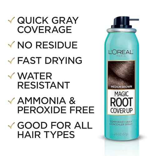 L'Oreal Paris Magic Root Cover Up Gray Concealer Spray Medium Brown 6 oz (3 pack)