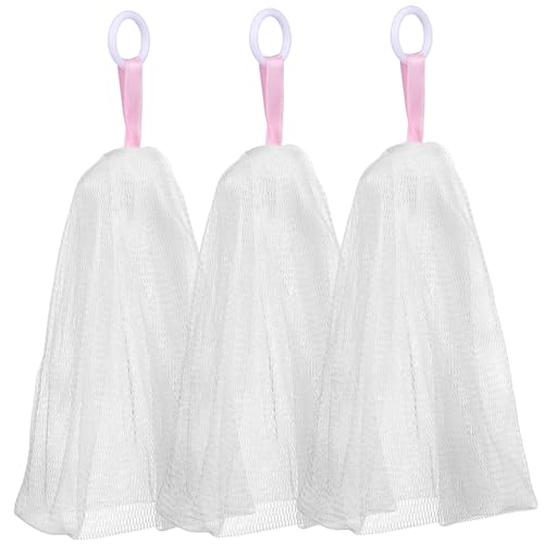 3-Pack Japanese Foaming Soap Mesh Bags with Drawstring