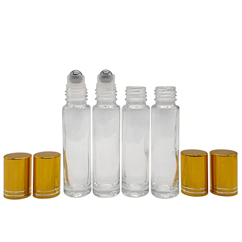 24Pack Essential Oil Roller Bottles 10ml Clear Glass Roller Bottles with Stainless Steel Roller Balls Leak Proof Roll on Bottles for Travel Perfume Essential Oil
