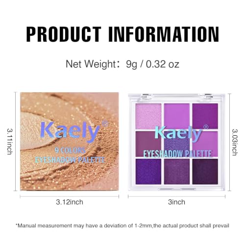 9 Color Purple Glitter Eyeshadow Palette - Matte Shimmer Smokey
