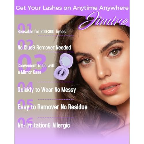 JIMIRE Magnetic Eyelashes Natural Look Wispy Magnetic Lashes with Applicator Cat Eye False Eyelashes with Magnets No Glue Needed Manga Lashes