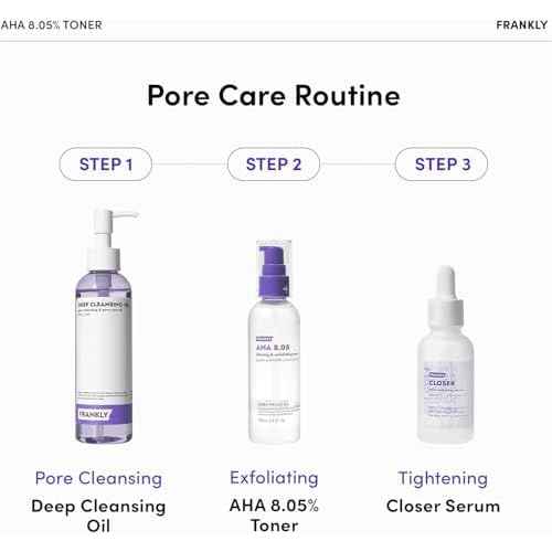FRANKLY AHA 8.05% Toner | Pore-Refining Exfoliator with Glycolic Acid, 17 Amino Acids, Hyaluronic Acid | Smooths Texture, Hydrates, Targets Flakiness | Korean Skin Care 3.38 fl oz