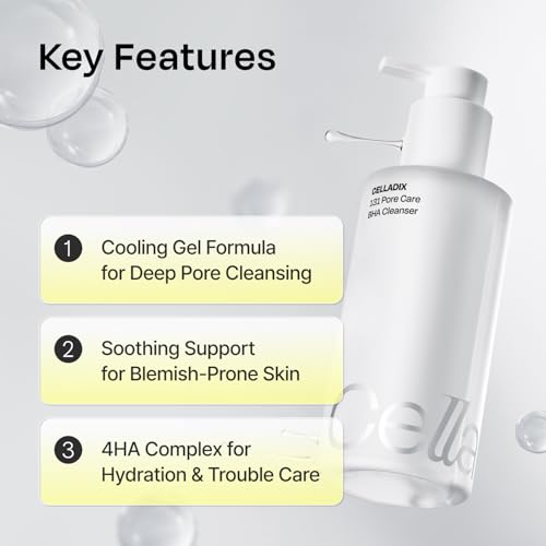 Celladix 131 Pore Care BHA Gel Cleanser, Gentle Daily Face Wash for Oily, Sensitive & Acne-Prone Skin, Pore Minimizer with 10% 4HA Complex, Hydrating Deep Cleanse, Korean Skincare, 6.76 Fl Oz